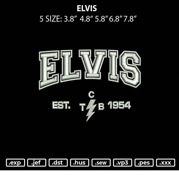 Elvis Embroidery File 5 sizes