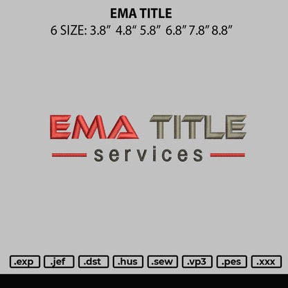 Ema Title Embroidery File 6 sizes