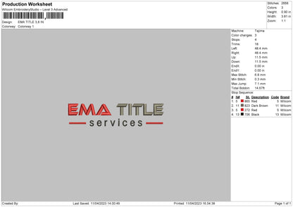 Ema Title Embroidery File 6 sizes