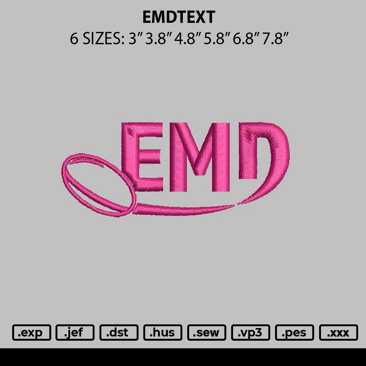 Emdtext Embroidery File 6 sizes