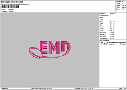 Emdtext Embroidery File 6 sizes