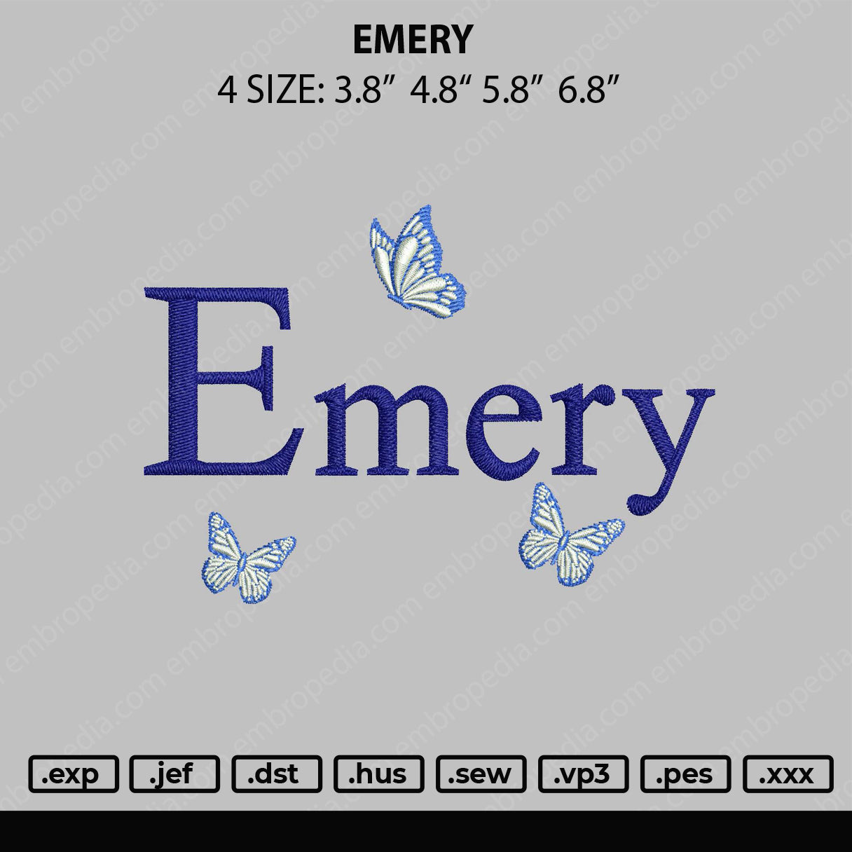 Emery Embroidery File 4 size