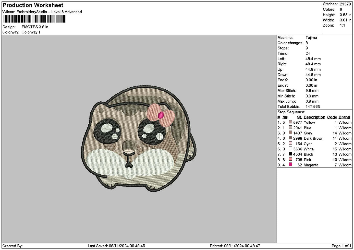 Guineapig Embroidery File 6 sizes