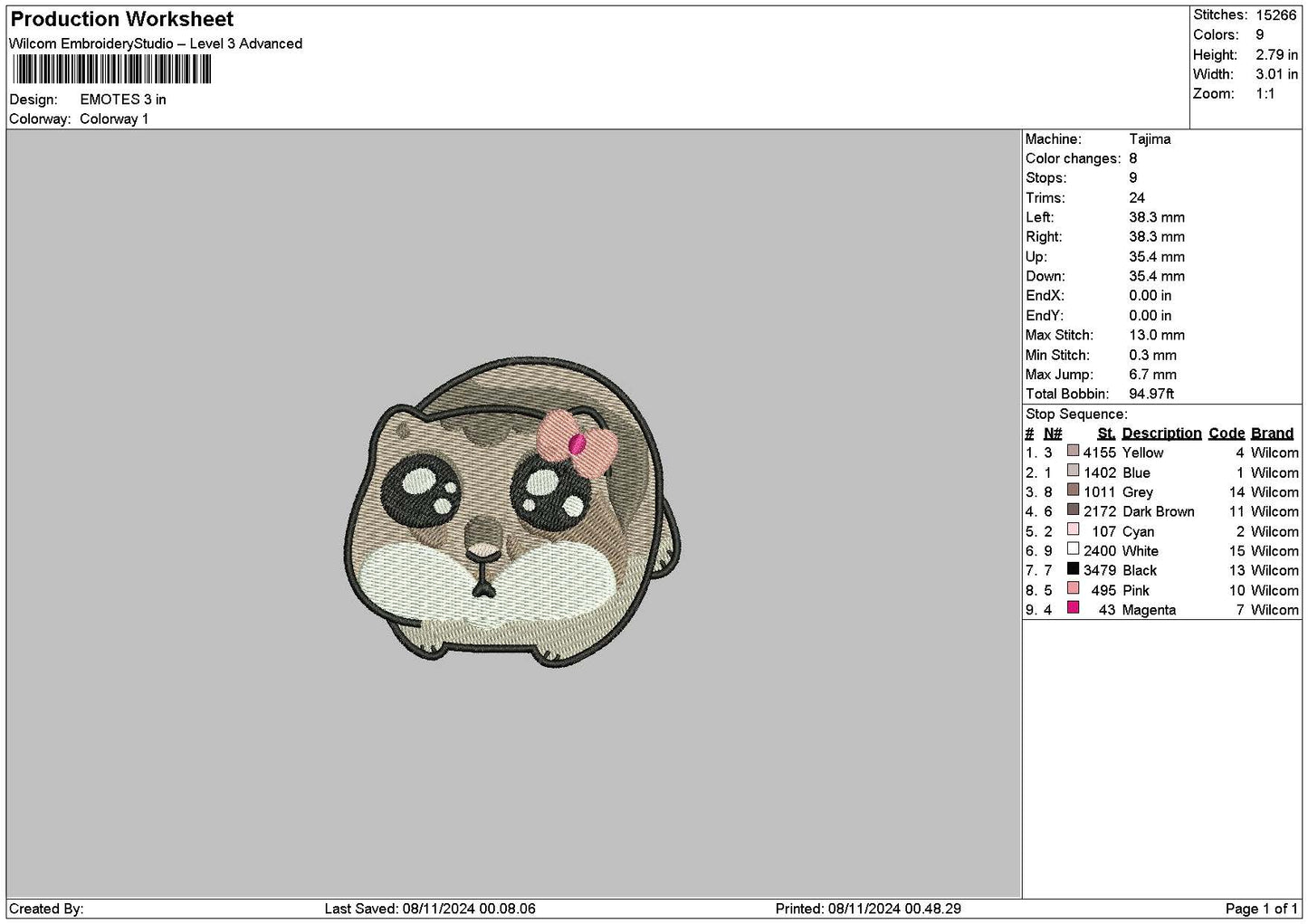 Guineapig Embroidery File 6 sizes