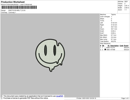 Smile Melt Embroidery File 7 size