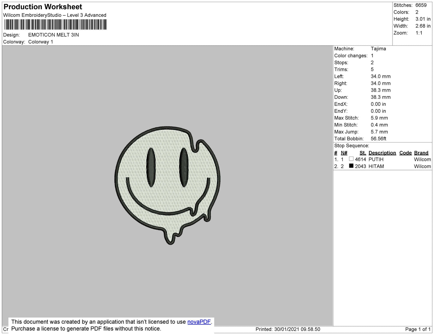 Smile Melt Embroidery File 7 size