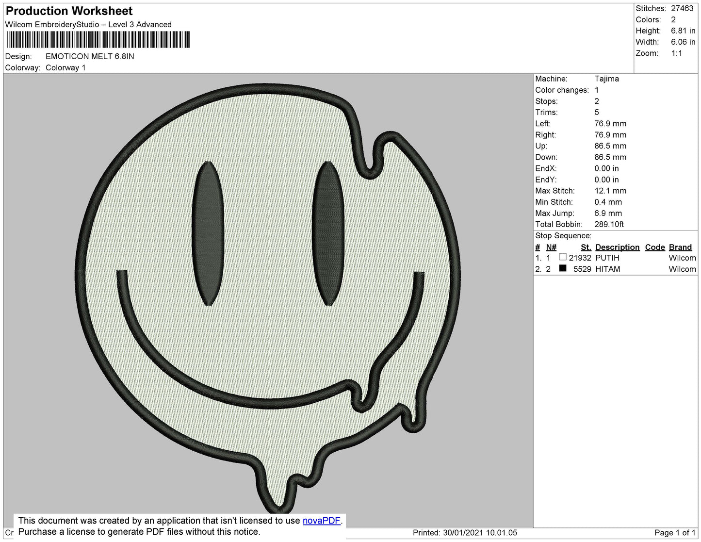 Smile Melt Embroidery File 7 size