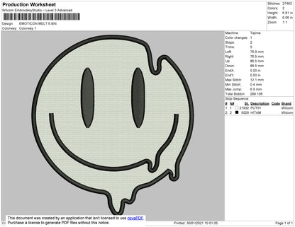 Smile Melt Embroidery File 7 size