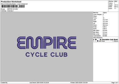 Empiretext V3 Embroidery File 6 sizes