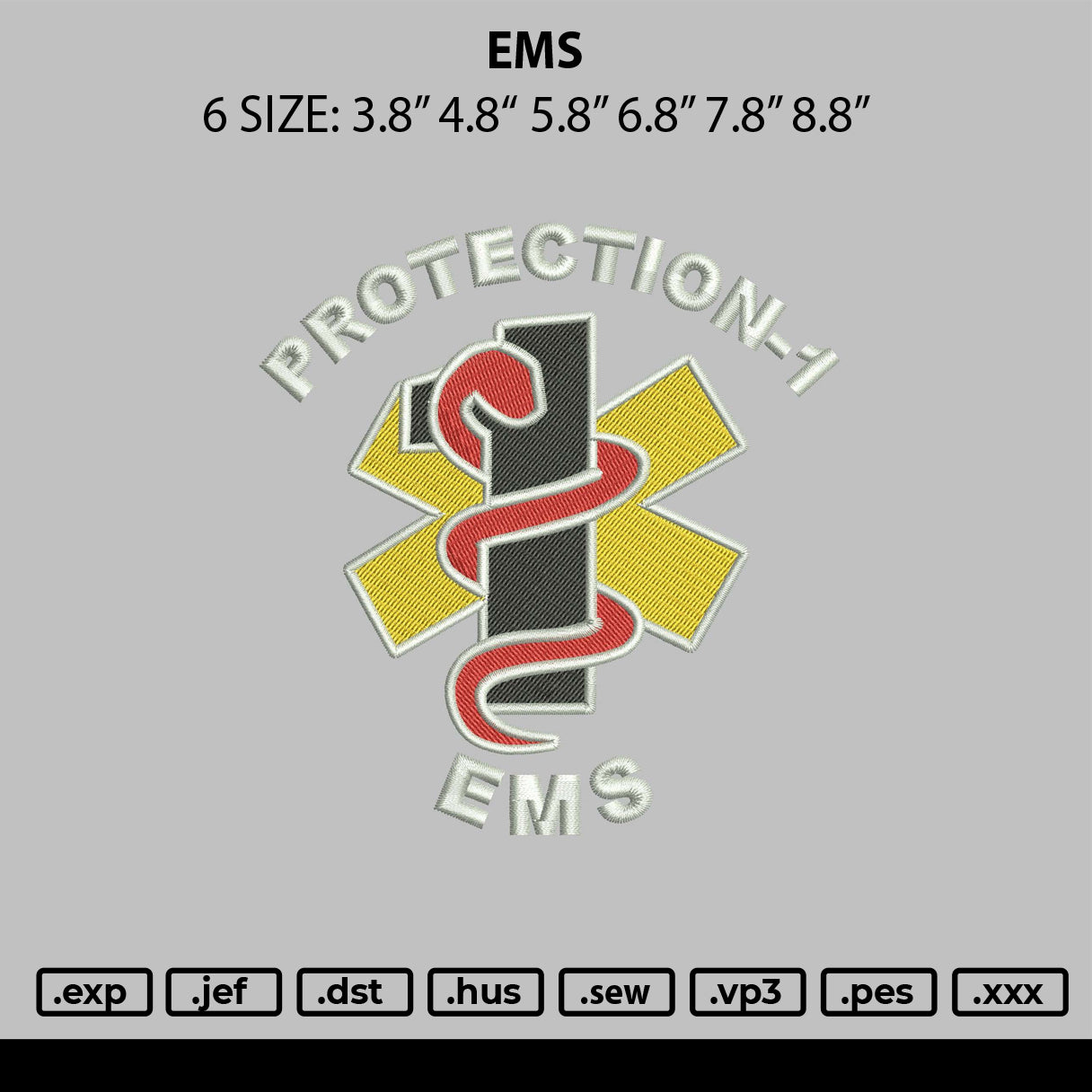 Ems Embroidery File 6 sizes
