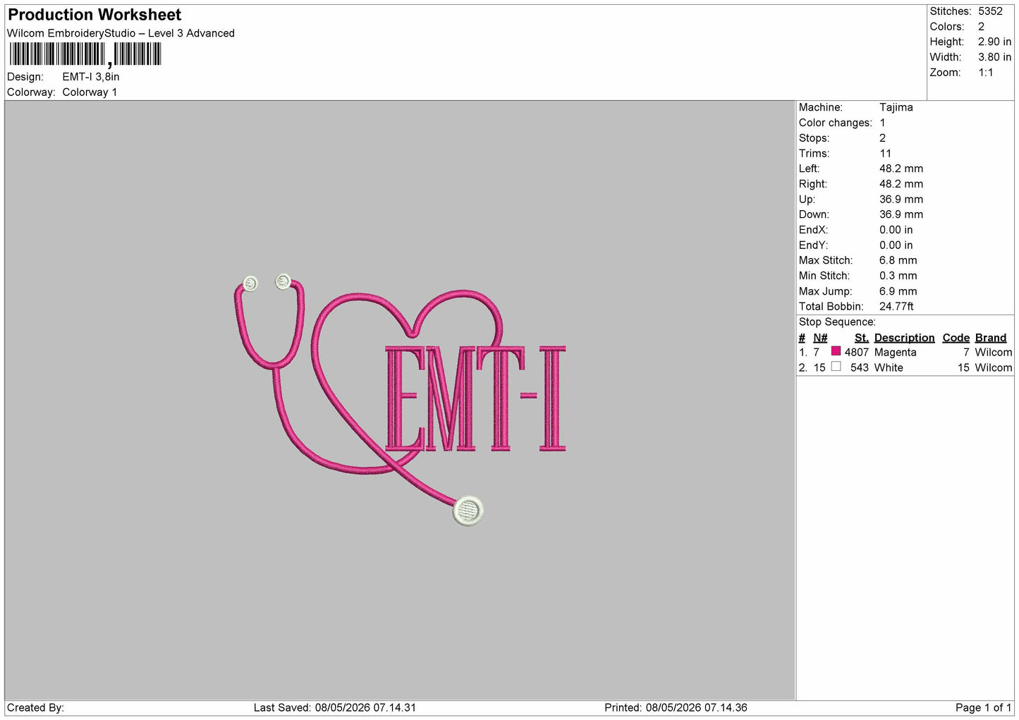 Emt Stetoskop Embroidery File 6 sizes