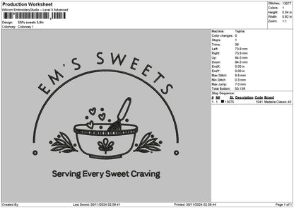Sweetstext 01 Embroidery File 6 sizes