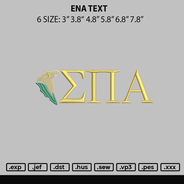 Ana Text Embroidery File 6 sizes