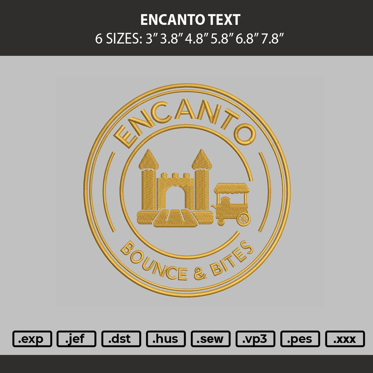 Encanto Text Embroidery Machine Design File 6 sizes