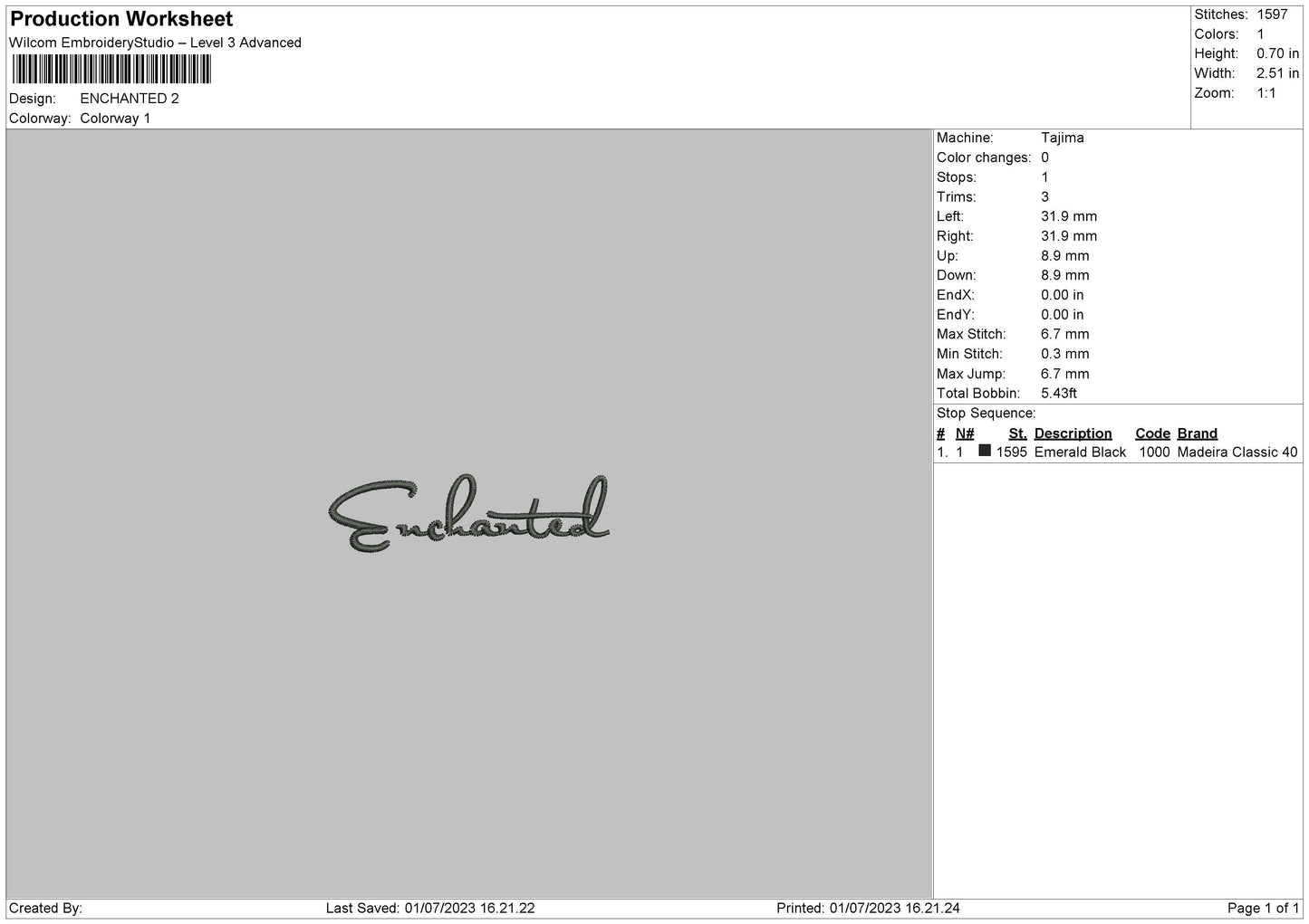 Enchanted Embroidery File 6 sizes