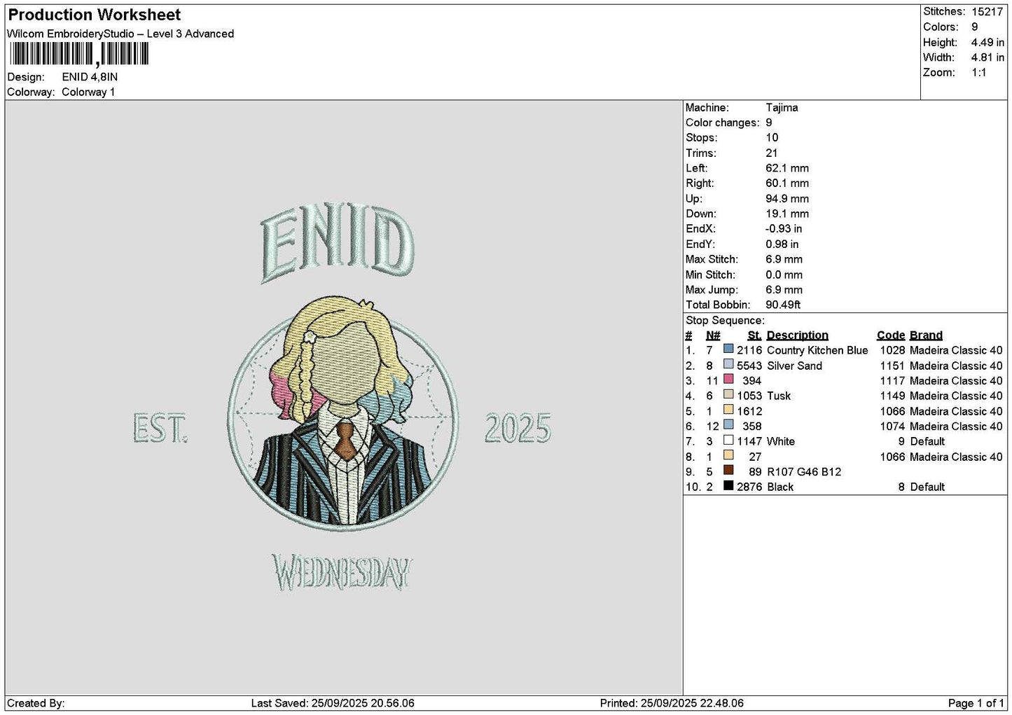Enidtext Embroidery File 6 sizes