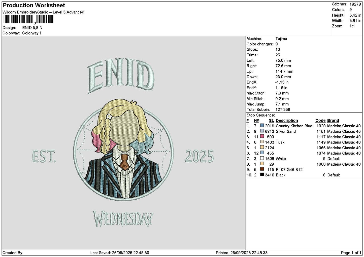 Enidtext Embroidery File 6 sizes