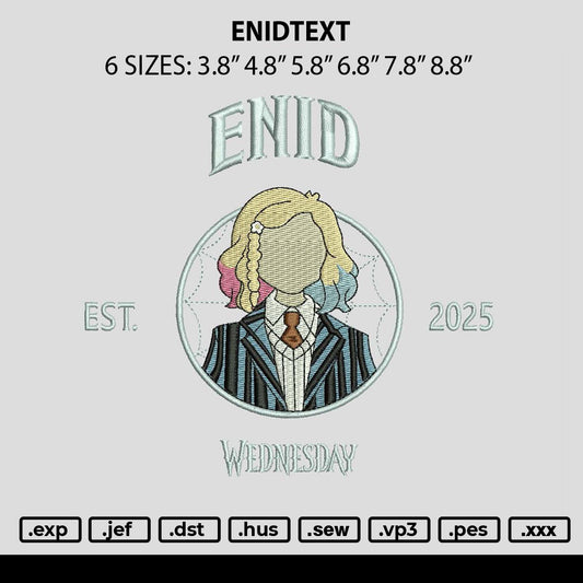 Enidtext Embroidery File 6 sizes
