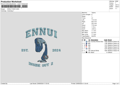 Ennui Embroidery File 6 sizes