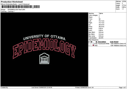 Epidemiologytext v2 Embroidery File 6 sizes