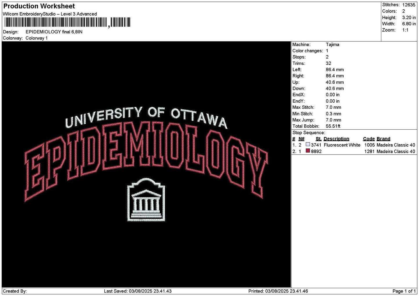 Epidemiologytext v2 Embroidery File 6 sizes
