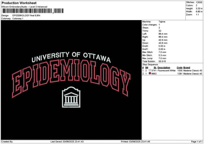 Epidemiologytext v2 Embroidery File 6 sizes