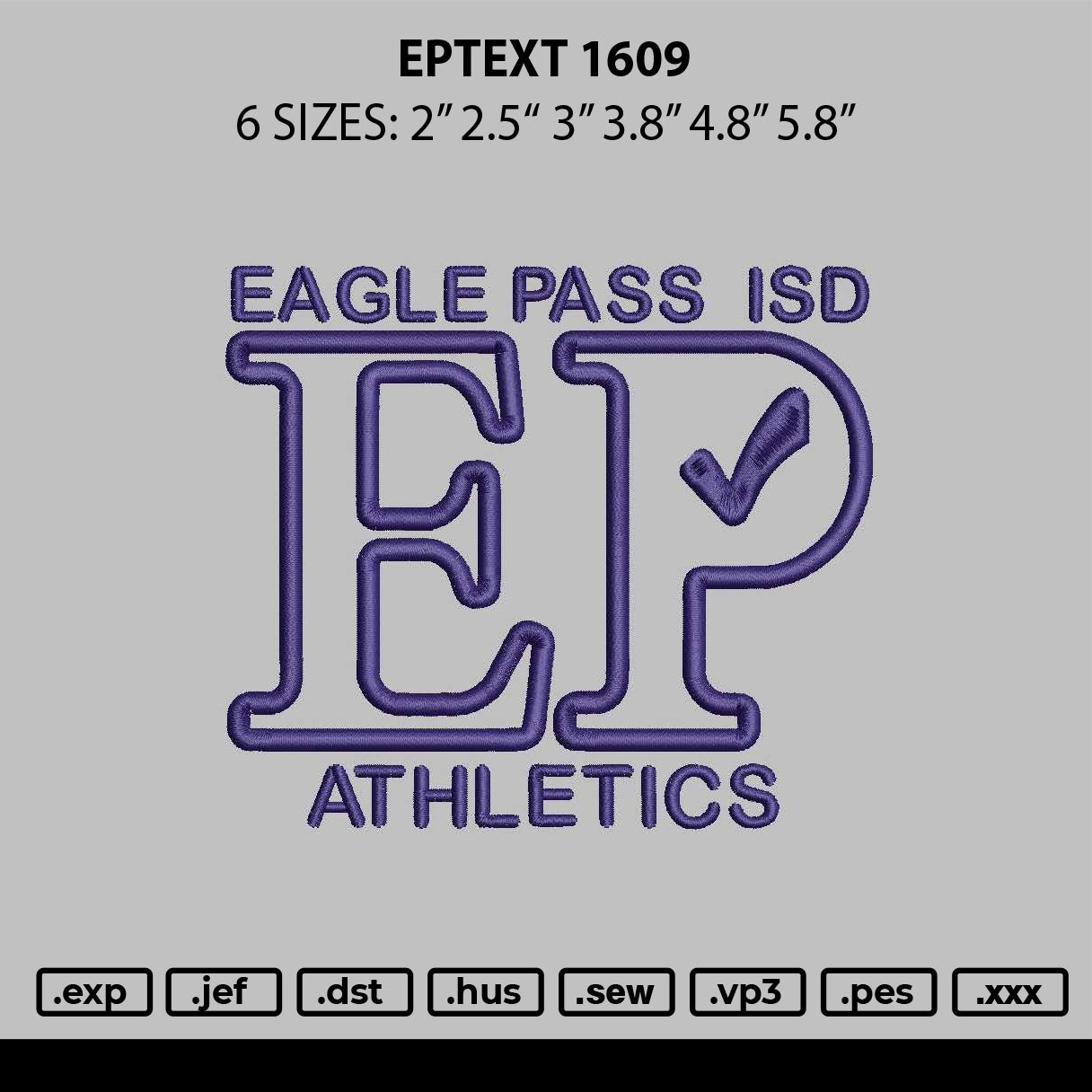 Eptext 1609 Embroidery File 6 sizes