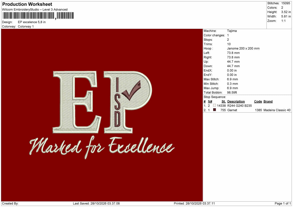 Ep Text 2810 Embroidery Machine Design File