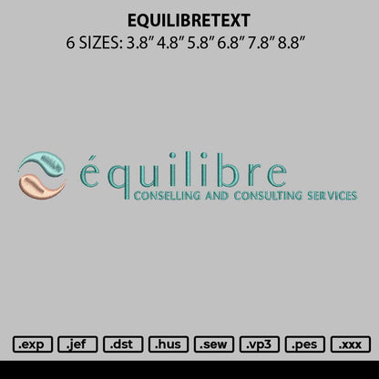 Equilibretext Embroidery File 6 sizes