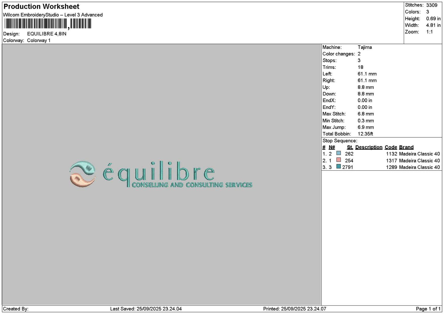 Equilibretext Embroidery File 6 sizes