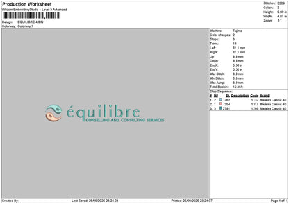 Equilibretext Embroidery File 6 sizes