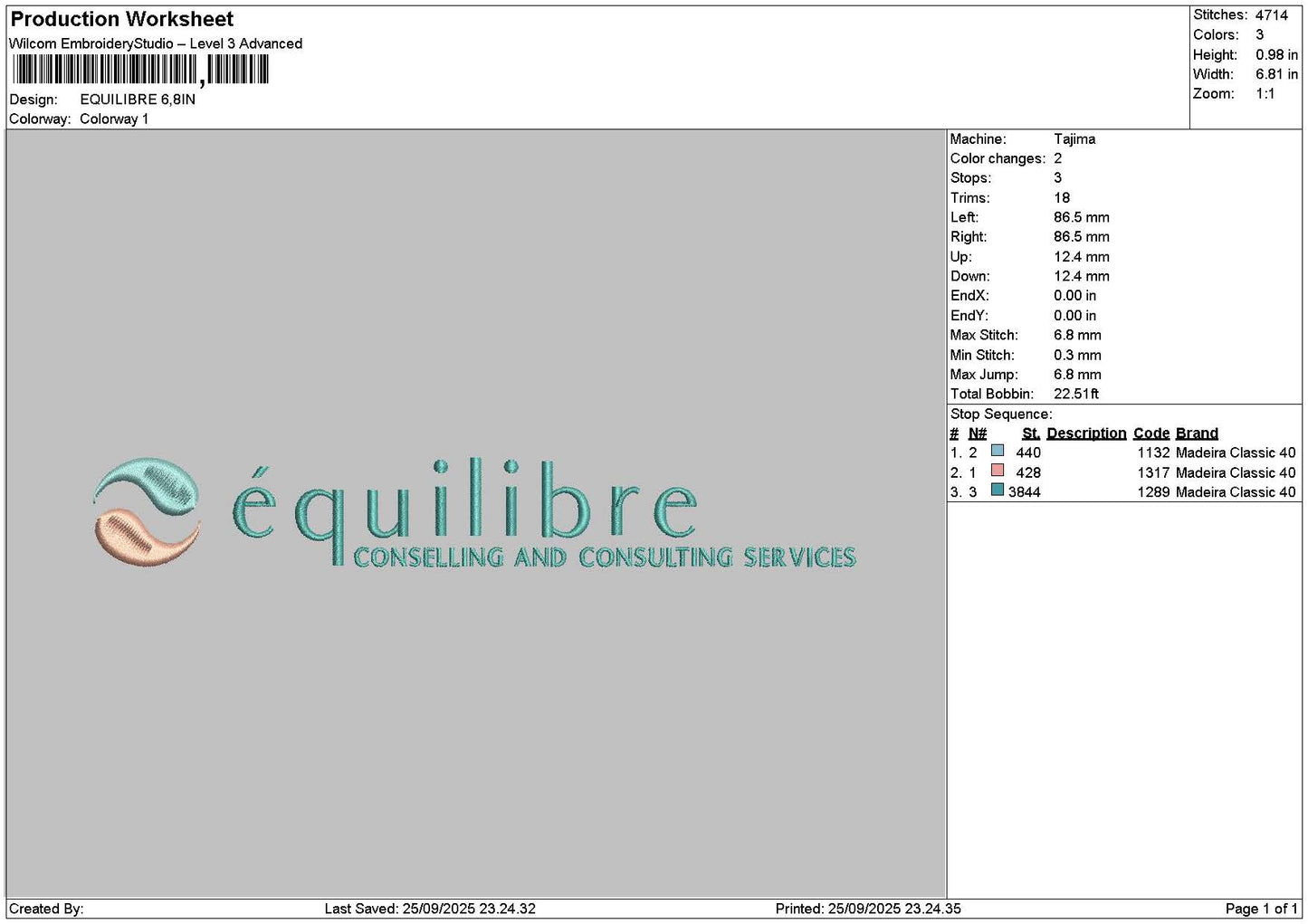 Equilibretext Embroidery File 6 sizes