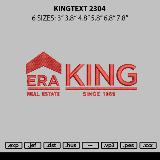 Kingtext 2304 Embroidery File 6 sizes
