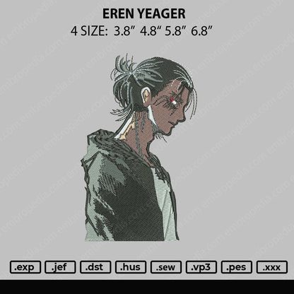 Eren Yeager Potrait Embroidery File 4 size