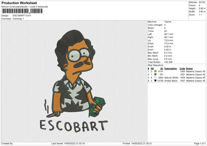 Escobart Embroidery File 4 size