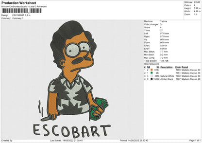 Escobart Embroidery File 4 size