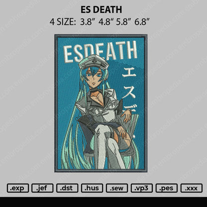 Es Death Embroidery File 4 size