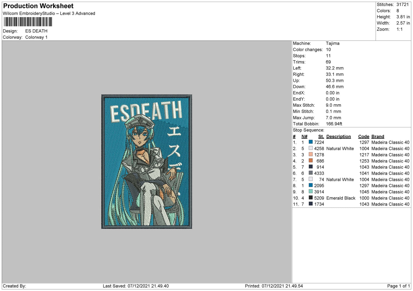 Es Death Embroidery File 4 size