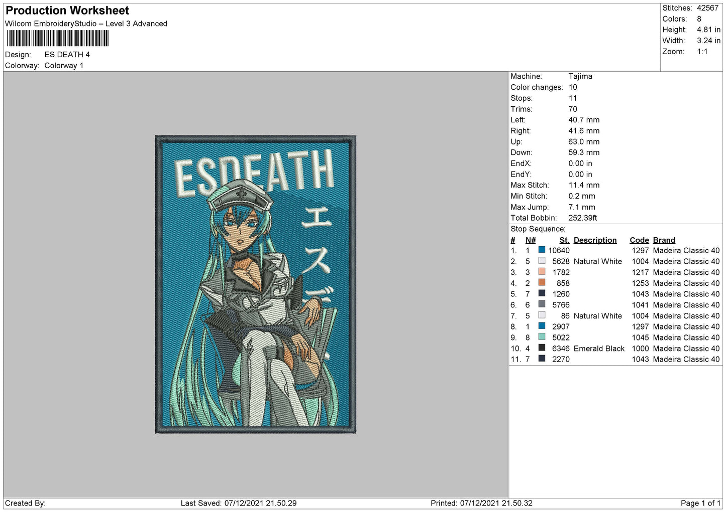Es Death Embroidery File 4 size
