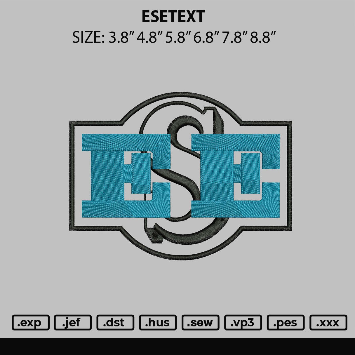 Esetext Embroidery File 6 sizes