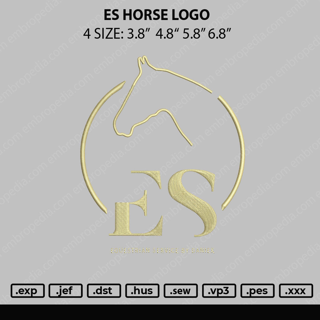 Es Horse Logo Embroidery File 4 size