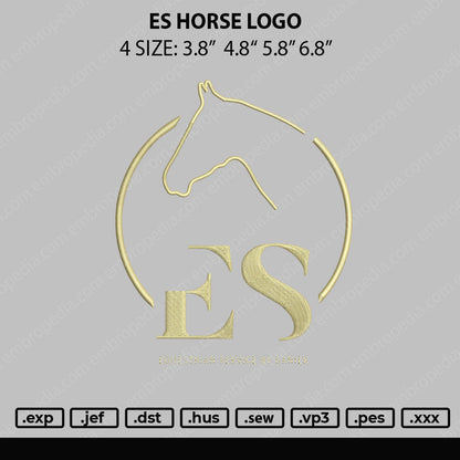 Es Horse Logo Embroidery File 4 size