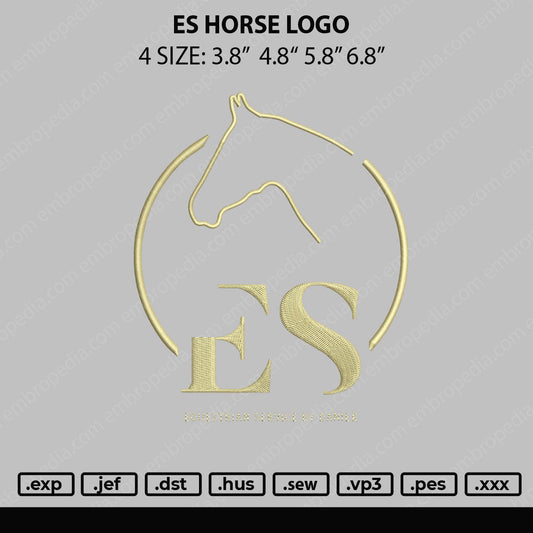 Es Horse Logo Embroidery File 4 size