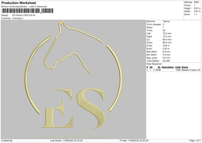 Es Horse Logo Embroidery File 4 size