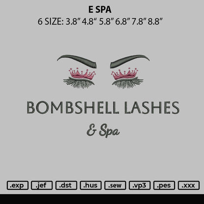 E Spa Embroidery File 6 sizes
