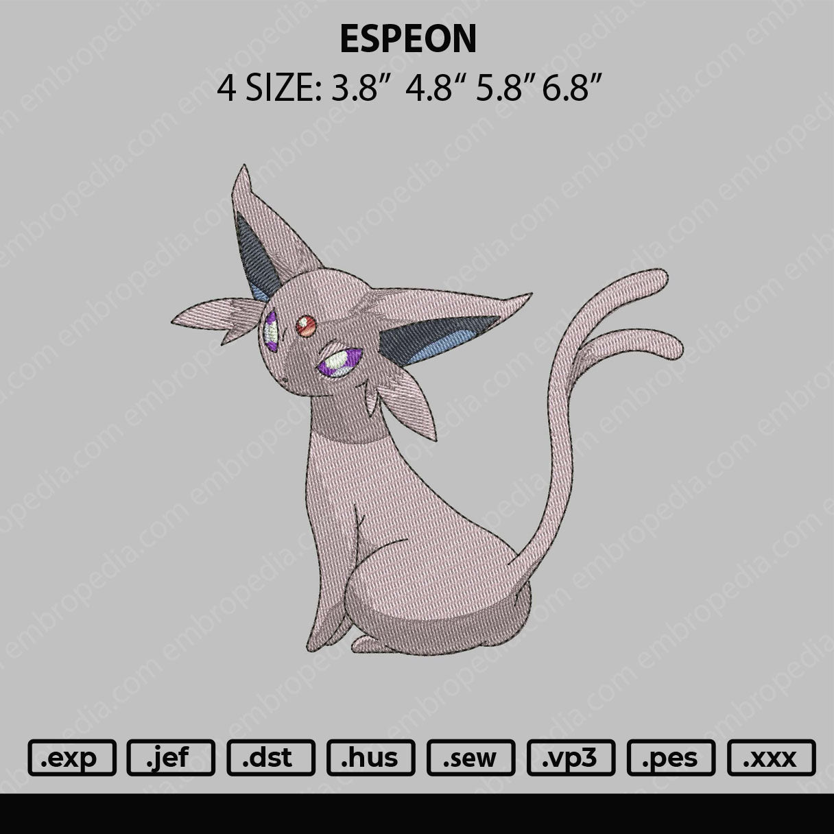 Espeon Embroidery File 4 size