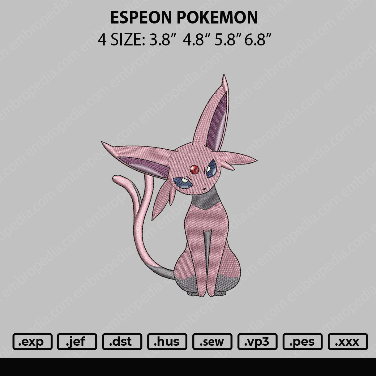 Espeon Pokemon Embroidery File 4 sizes