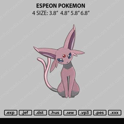 Espeon Pokemon Embroidery File 4 sizes