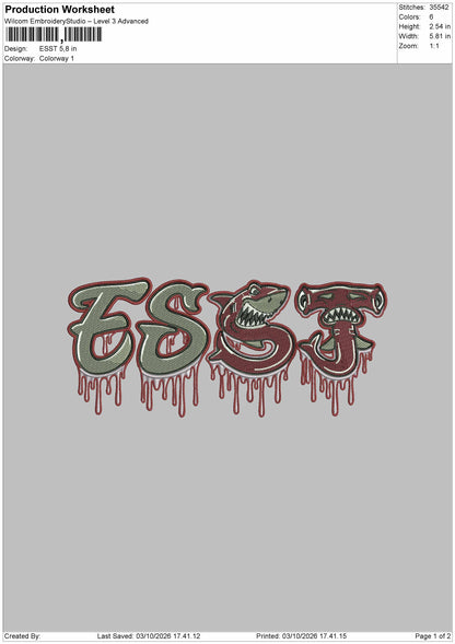 Esst Text Embroidery Machine Design File 6 sizes