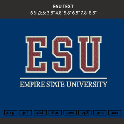 Esu Text Embroidery Machine Design File 6 sizes